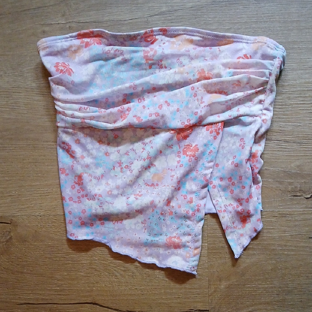Floral Pink and Blue Tube Top